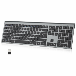 cimetech Kabellose Tastatur Kabellos Deutsches QWERTZ Layout Wireless Keyboard Wiederaufladbare Full Size Ultraslim 2,4G Funktastatur mit Multimedia-Tasten für PC, Computer, Notebook, Laptop, Windows Grau & Schwarz Angebot bei HelloDeals
