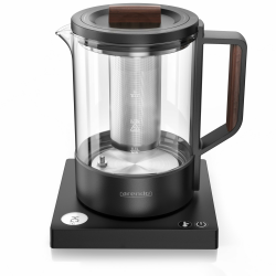 Arendo - Glas Wasserkocher mit Temperatureinstellung - Edelstahl Teekocher 1 Liter – Integriertes Teesieb – 40°-100°C – präzise Sensormessung – BPA-frei – Basis mit Display - Schwarz A: Einzeln Angebot bei HelloDeals