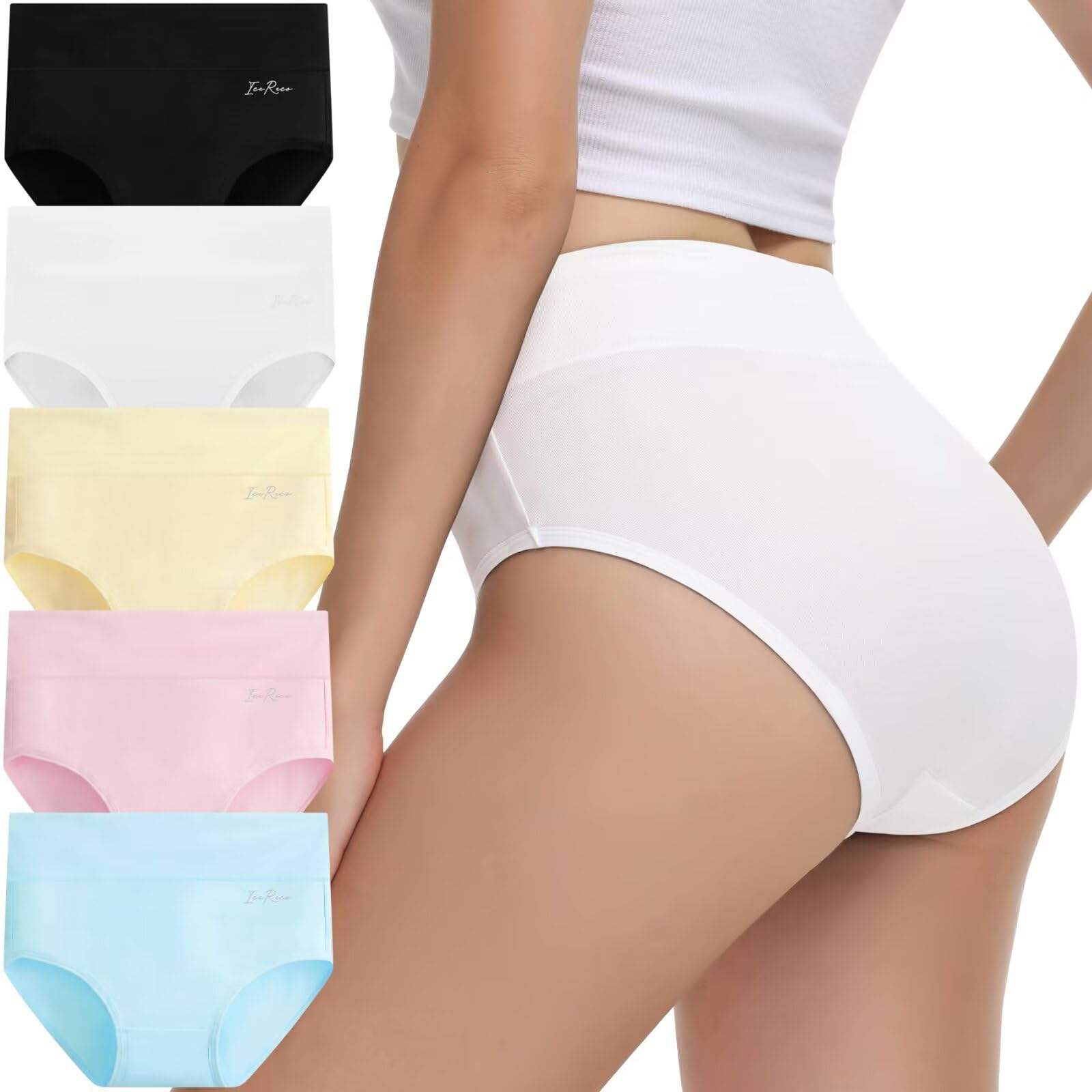 Unterhosen Damen Baumwolle 5er Pack Hohe Taille Slips Unterwäsche Atmungsaktiv Stretch Weich Mehrfarbig-2 3XL Angebot bei HelloDeals