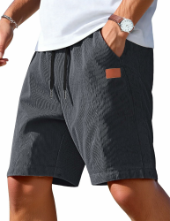TARAINYA Corduroy Kurze Hosen Herren Casual Shorts Hose Sommer Baumwolle Kordelzug Stretch Freizeitshorts Mit Taschen Grau XL Angebot bei HelloDeals