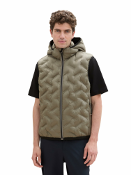 TOM TAILOR Herren 1041313 Hybrid Weste mit Kapuze (1er Pack) XXL 32097 - Smokey Olive Green Angebot bei HelloDeals