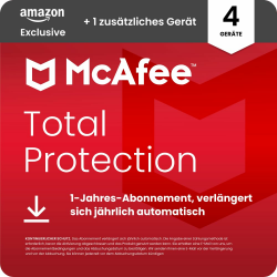 McAfee Total Protection 2025 (4 + 1 zusätzliches Geräte) | Virenschutz, VPN, Betrugsschutz, Sicherheitssoftware, Identitätsüberwachung | 1-Jahres-Abonnement mit automatischer Verlängerung | Download Angebot bei HelloDeals