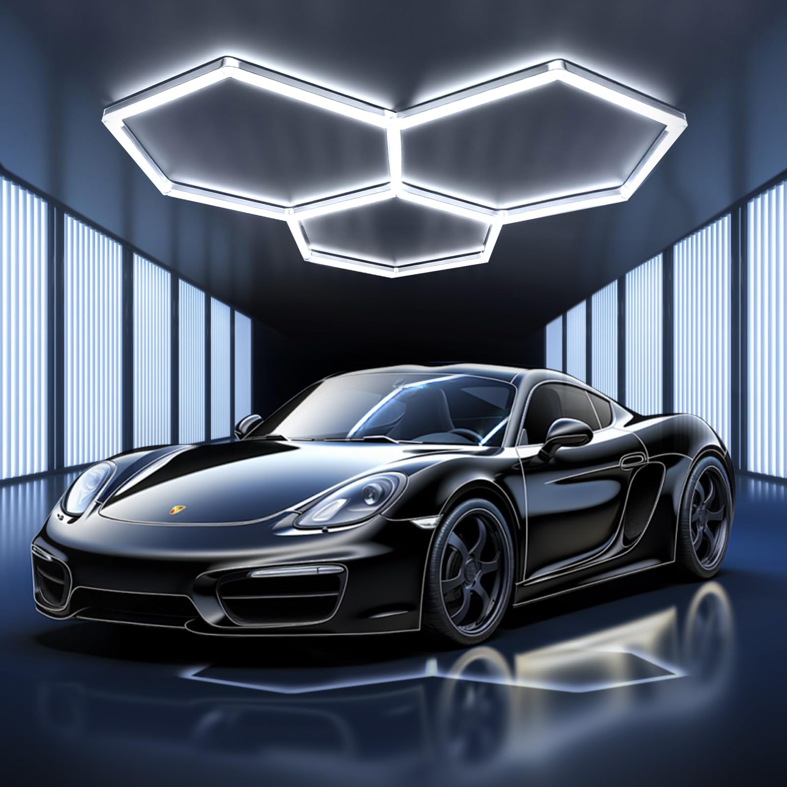 Hexagon LED Deckenleuchte - 3 Hex Garagenbeleuchtung LED Werkstattbeleuchtung, 6500K weiß verbindbareRöhrenleuchten für Auto-Salon, Autowaschraum, Werkstatt, Lager, Fitnessstudio, Keller,Ausstellung Angebot bei HelloDeals