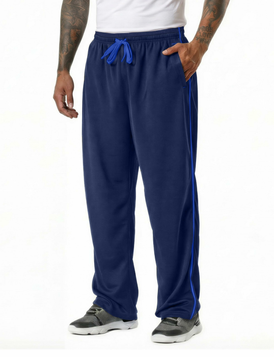 EKLENTSON Herren Trainingshose Jogginghose Mesh Fußball Fitness Schnell Trocknende Hose mit Reißverschlusstaschen Dunkelblau XL Angebot bei HelloDeals