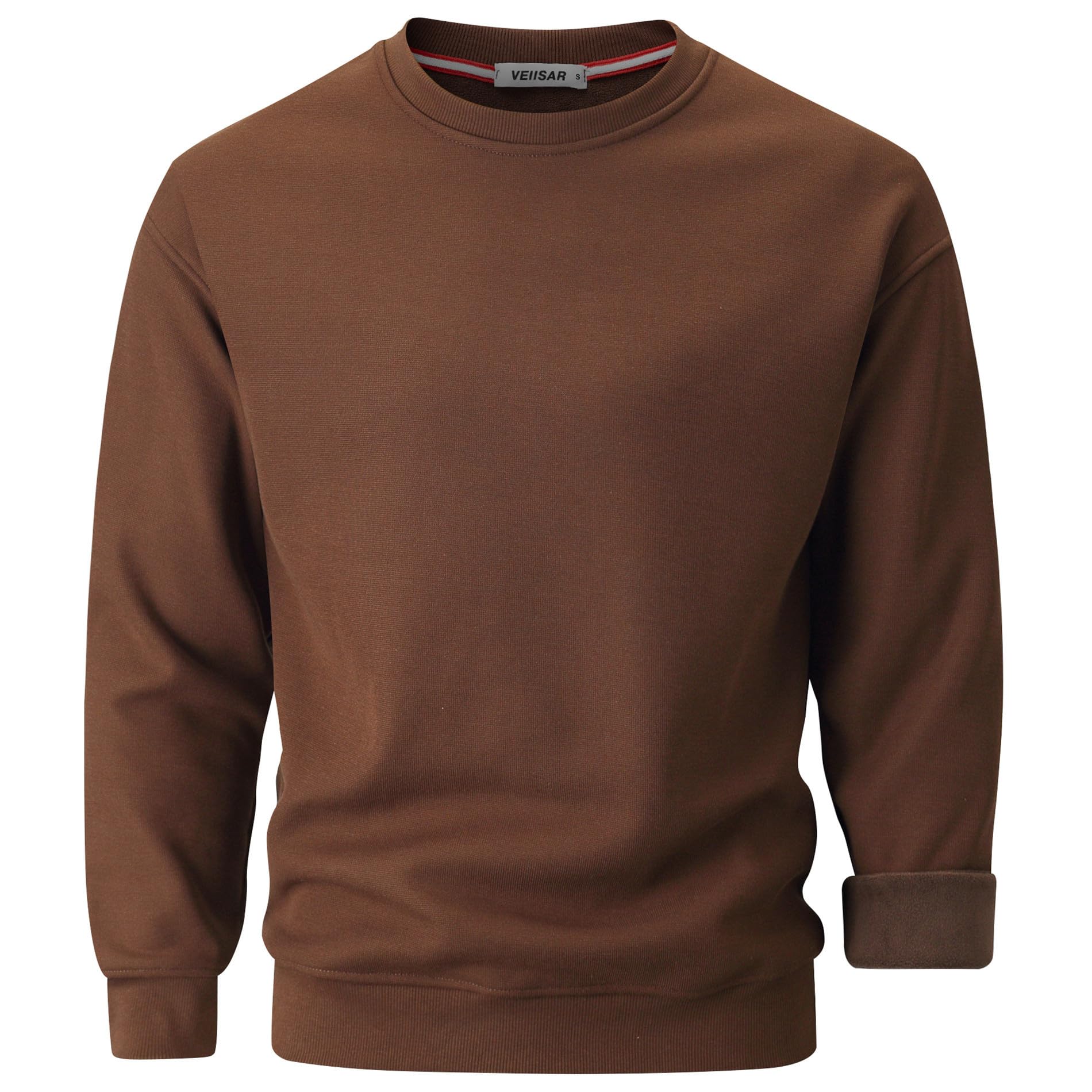 VEIISAR Herren Heavy Weight Pullover mit Rundhalsausschnitt,410g – Warmes Sweatshirt für Herbst & Winter - Dickes Fleece-Innenfutter 618 Brown XXL Angebot bei HelloDeals