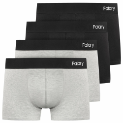 FALARY Boxershorts Herren Männer Unterhosen Bio Baumwolle Men Retroshorts Unterwäsche Boxer 4er Pack Schwarz/Grau L Angebot bei HelloDeals