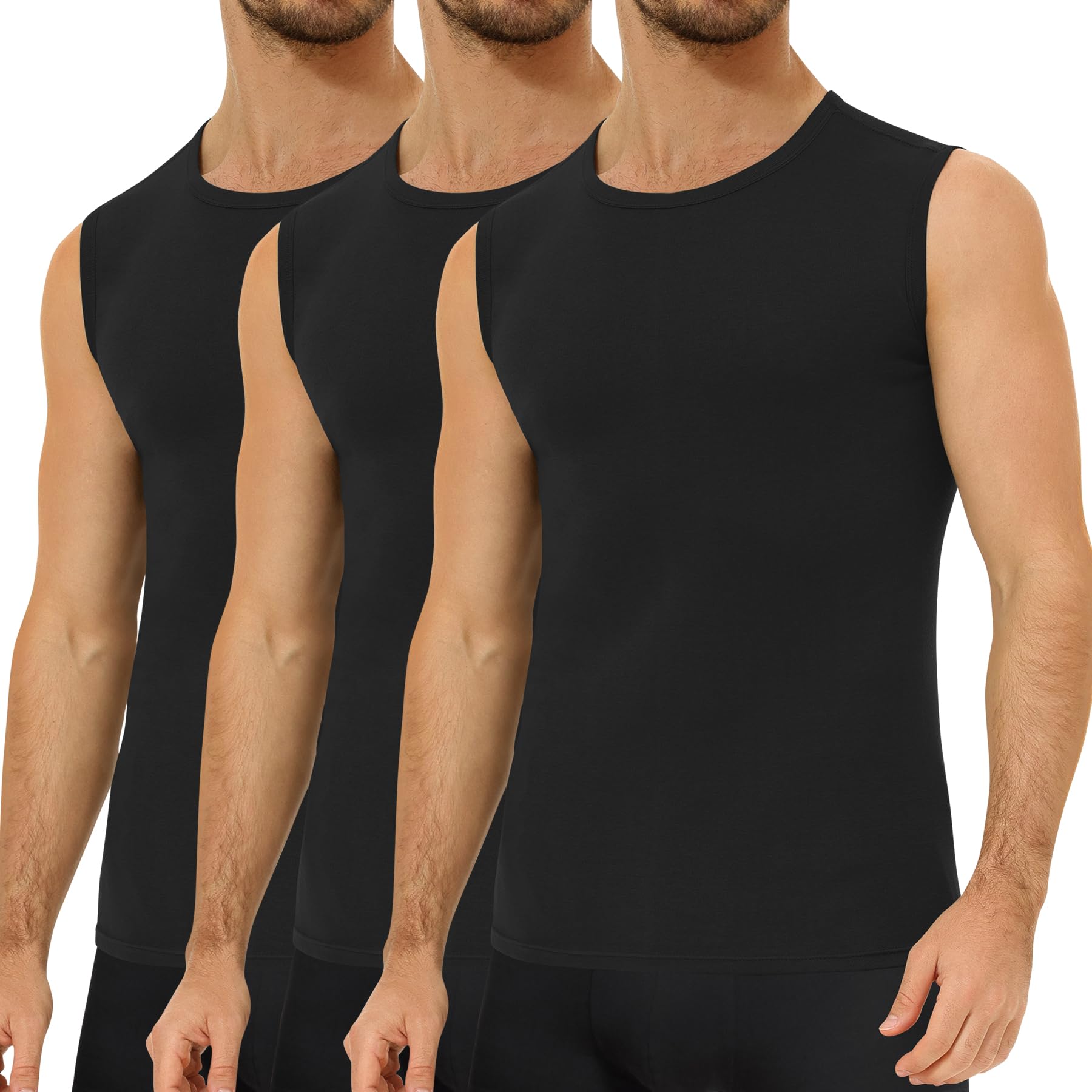3er Pack Unterhemd Herren 100% Gekämmte Baumwolle Tank Top Herren Ärmelloses Unterhemden 3*schwarz XXL Angebot bei HelloDeals