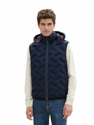 TOM TAILOR Herren 1041313 Hybrid Weste mit Kapuze (1er Pack) M 10668 - Sky Captain Blue Angebot bei HelloDeals
