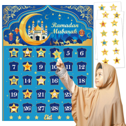 DPKOW Ramadan Kalender für Kinder Ramadan Geschenke Spiele, 2026 Ramadan Kalender Poster für Muslimischen Eid Adventskalender, Countdown für Eid al-Fitr Ramadan Deko, mit 30 Sternen Aufklebern Angebot bei HelloDeals