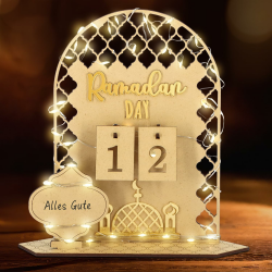 Ramadan Kalender mit LED Lichterkette, Ramadan Deko Aus Holz, Ramadan Mubarak Dekoration, Eid Mubarak Dekoration, Ramadan Kalender Kinder, Familien Angebot bei HelloDeals