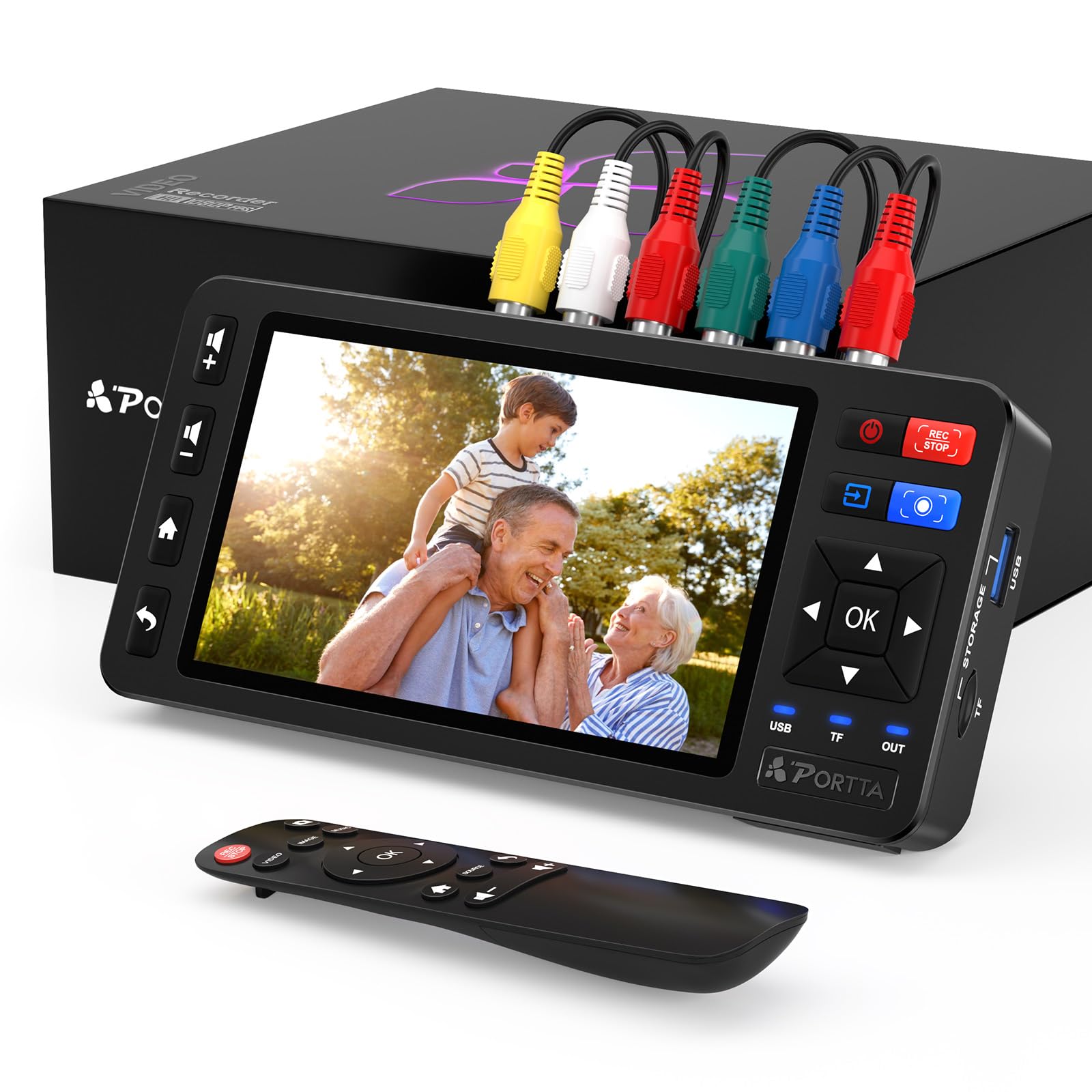 PORTTA VHS to Digital Converter, Videokassetten Digitalisieren with 5" LCD & Remote, Compatible with VHS, VCR, DVR, DVD, Hi8, Mini DV, Camcorder, Cassette Tape, Gaming Consoles Angebot bei HelloDeals