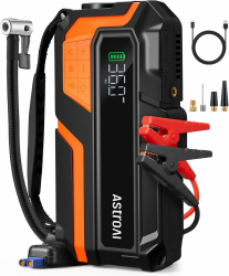 AstroAI MF16 6000A Starthilfe Powerbank mit 150PSI Kompressor, Auto Starthilfe Powerbank für 10L Benzin / 8L Diesel,für 12V Autos, Motorräder, SUVs, Booster Auto Starthilfe mit LED-Display, Orange MF16-Orange Angebot bei HelloDeals
