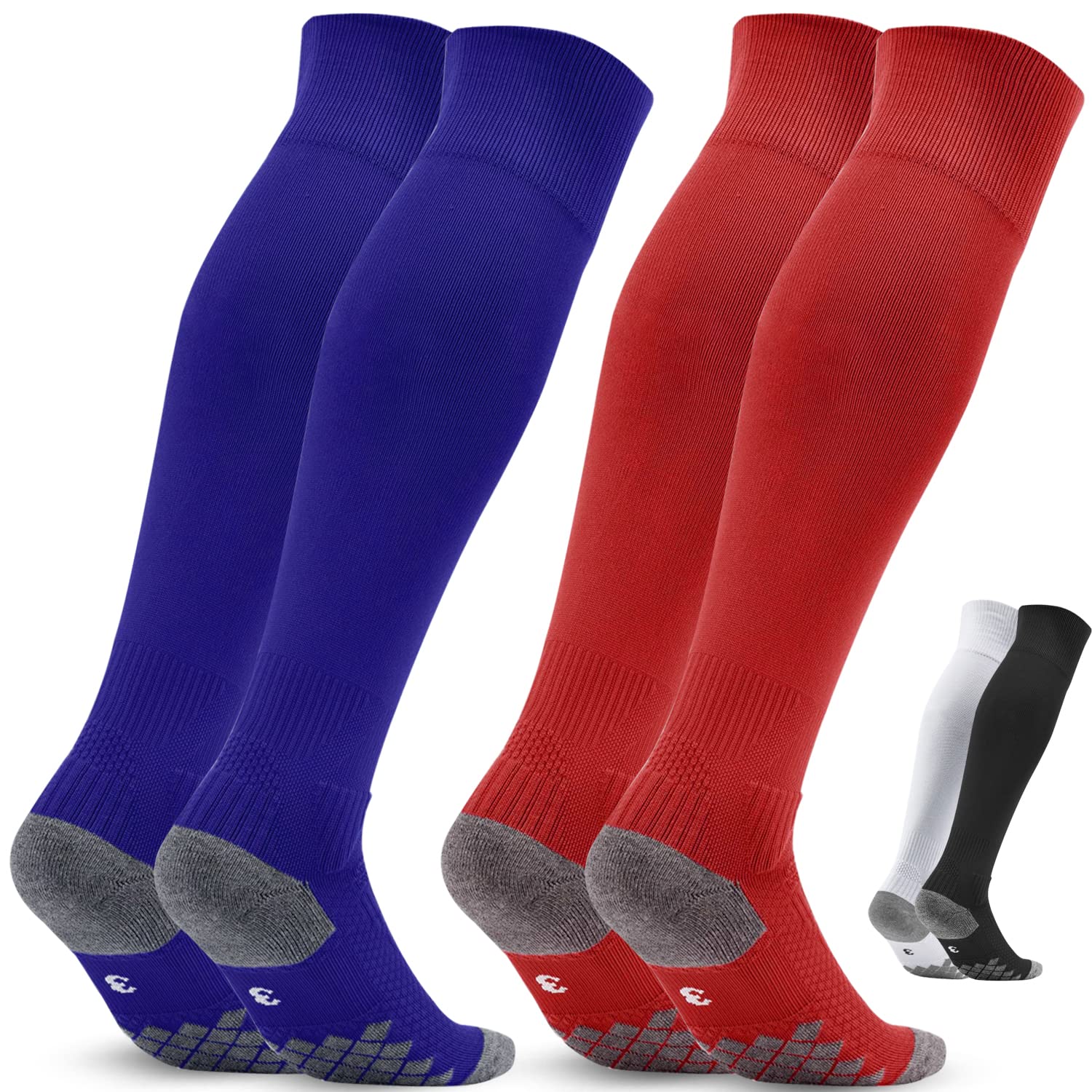 Northdeer Fußballsocken Kinder Herren Stutzen 2 Paar - Fußballstutzen Stutzenstrumpf EU 27-46 – Sportsocken Trainingssocke Sockenstutzen - für Fußball, Laufen, Training Blau/Rot - 2 Paar 39-42 Angebot bei HelloDeals