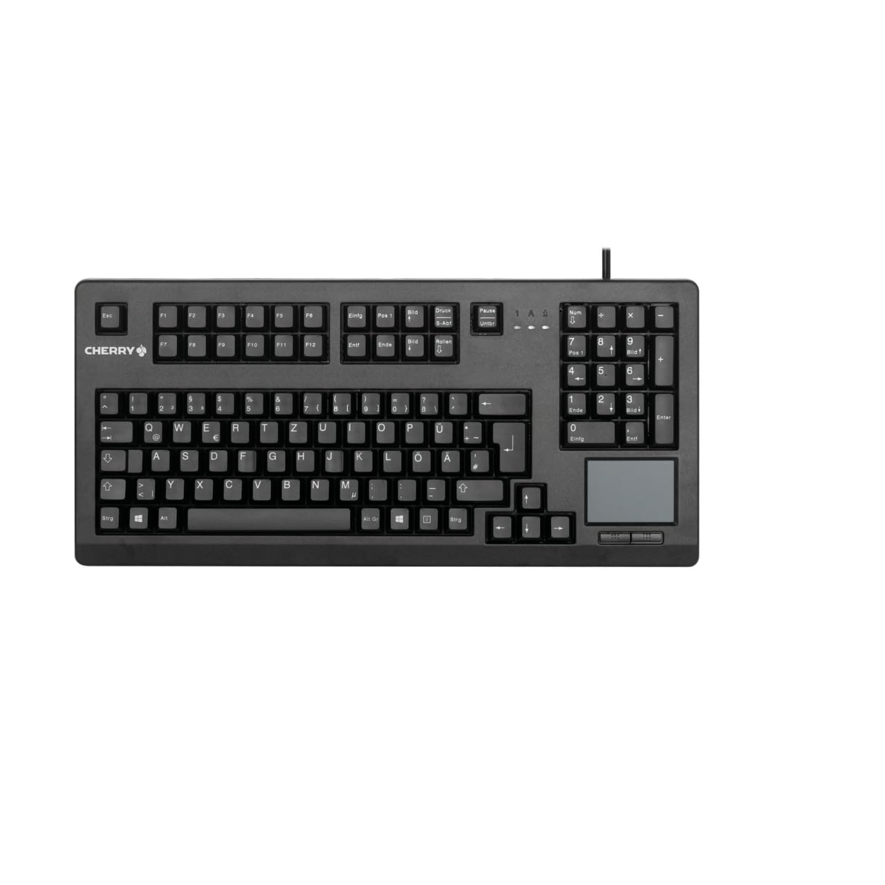 CHERRY G80-11900, Kompakte Mechanische Tastatur mit Nummernblock, Touchpad & 2 Maustasten, Deutsches Layout (QWERTZ), USB-Anschluss, MX Black Switches, Schwarz Angebot bei HelloDeals