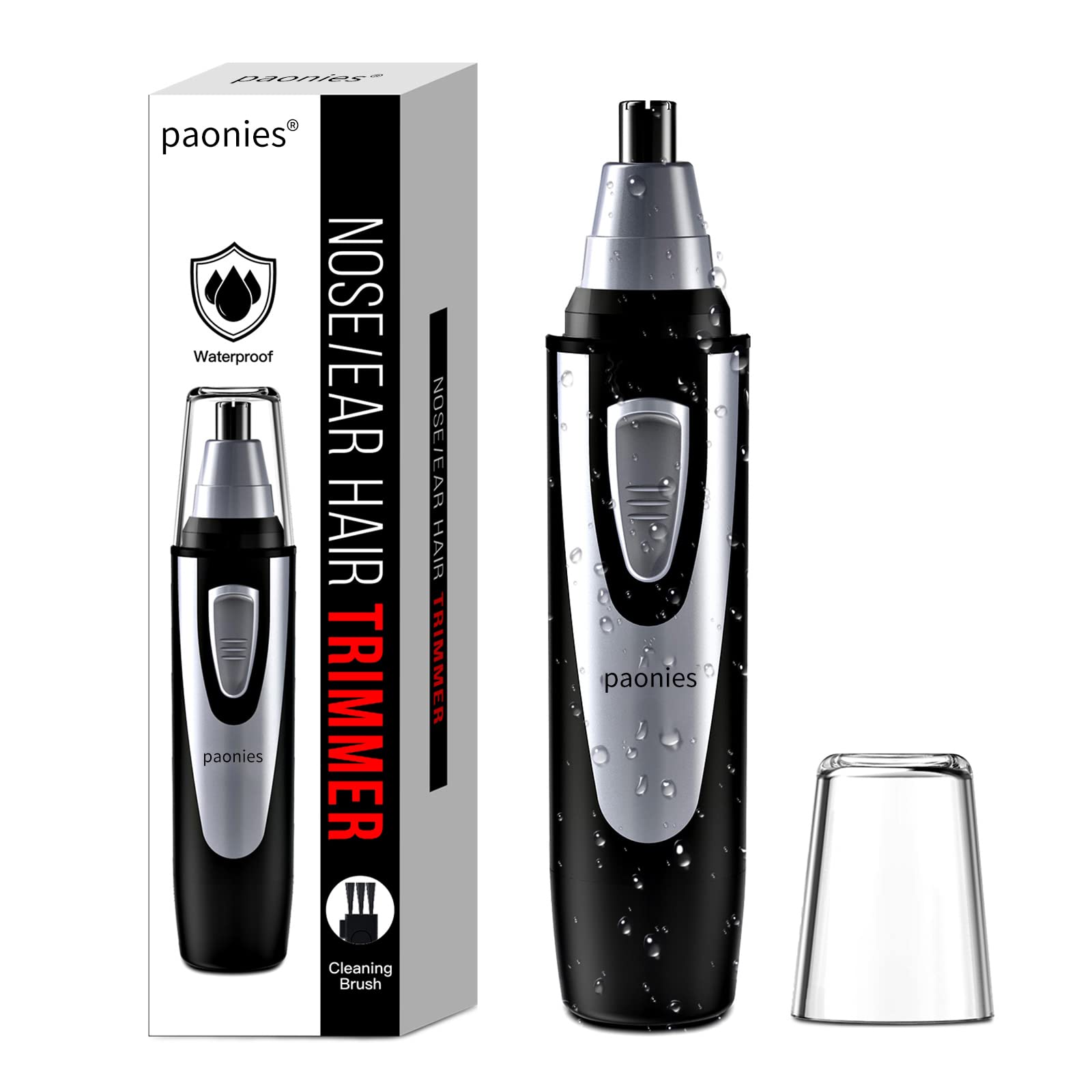 Nasenhaartrimmer Herren Nasenhaarschneider Ohrhaarschneider, Professioneller schmerzfreier Augenbrauen und esichtshaartrimmer für Männer und Frauen, batteriebetrieben, IPX7 Wasserdichte Doppelklingen Schwarz-silber Angebot bei HelloDeals