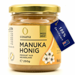 Cosana Manuka Honig 850 MGO + 250g – 100% Pur - Im Glas - Abgefüllt, versiegelt und zertifiziert in Neuseeland MGO850+ 250 g (1er Pack) Angebot bei HelloDeals