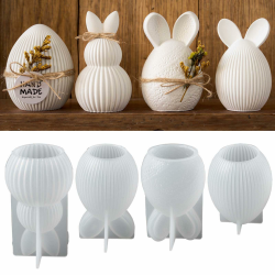 4 Silikonform Ostern Eier 3D-Osterhase, FORMVERSITY Ostern Kaninchen Silikonform, Gipsformen Zum Gießen, 3D Hase Silikonformen Gießformen Ostern, silikonform Weihnachten, silikonformen für Kerzen Angebot bei HelloDeals