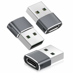Basesailor USB auf USB C Adapter für iPhone 17 Apple 16 16e 15 14 Pro Max Plus Charger 3 Pack,Typ C Buchse zu USBA Stecker Ladegerät Netzteil für iPad 10 Mini 7 Air 6,Apple Watch 8 9 10 11,Samsung S25 3 Pack Grau Angebot bei HelloDeals