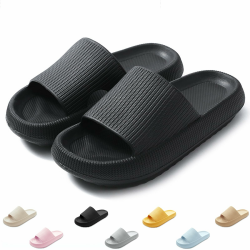 Badeschuhe Herren Damen Cozislides Original Slippers Wolke Schlappen Super Weich rutschfest Badelatschen Hausschuhe Sommer Pantoletten Badeschlappen Flip Flops 40/41 EU Schwarz Angebot bei HelloDeals