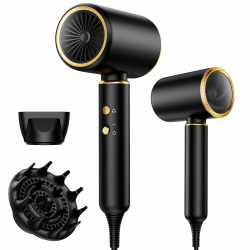 Föhn,Fön,Haartrockner Ionen mit Diffusor-Konzentrator-Düse | 2400W Turbo-Ultra-Leise-Motor|Haarfön 4-in-1|Mit Heiß- und Kaltzyklus|4 Heiz-2 Geschwindigkeitsstufen|mit Schnelle Aufheizung Dunkelgrau Angebot bei HelloDeals