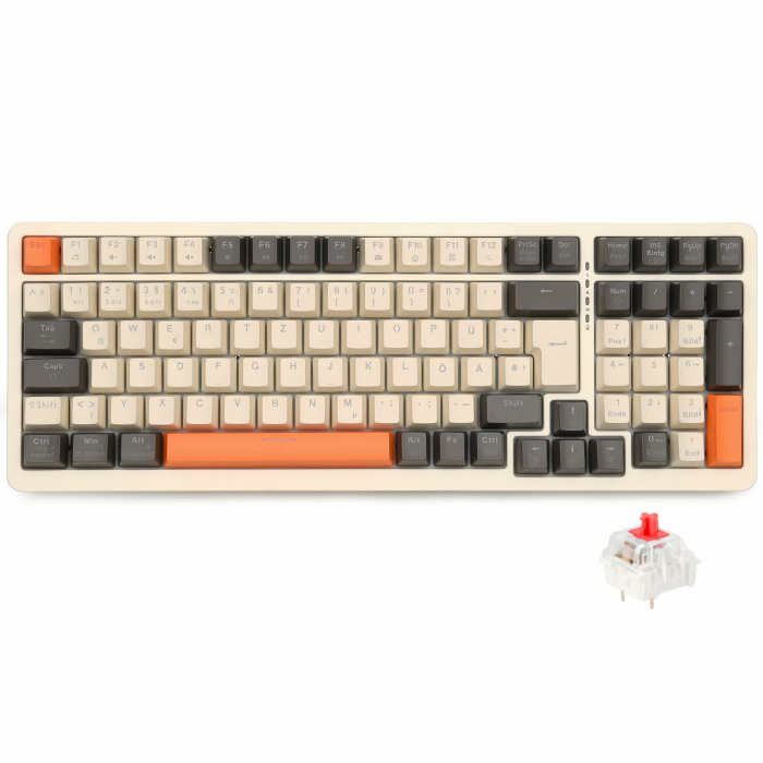 Rii Mechanische Tastatur Kabellos, Gaming Tastatur Bluetooth, Tri-Modi Gaming 75 Prozent mit QWERTZ, 20 Arten von Regenbogen-LED-Hintergrundbeleuchtungen (BT5.0 + 2.4GHz + Kabel) BT5.0+2.4GHz+Kabel (Roter Schalter) Angebot bei HelloDeals