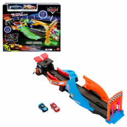 Mattel DISNEY Pixar Cars Spielset - 2 x Leuchtende Rennautos Starter und Überkreuz Neonrennstrecke, 2 Spielmöglichkeiten, Zielflagge, leuchtende Setteile, für Kinder ab 4 Jahren, HPD80 Angebot bei HelloDeals