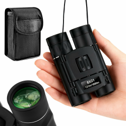 Kompaktes Fernglas, ultra-tragbar, faltbar, BAK-4-Prisma, grünes FMC-Objektiv, 8 x 21, Fernglas für Erwachsene, Vogelbeobachtung, Reisen und Konzerte, mit Tragetasche Angebot bei HelloDeals