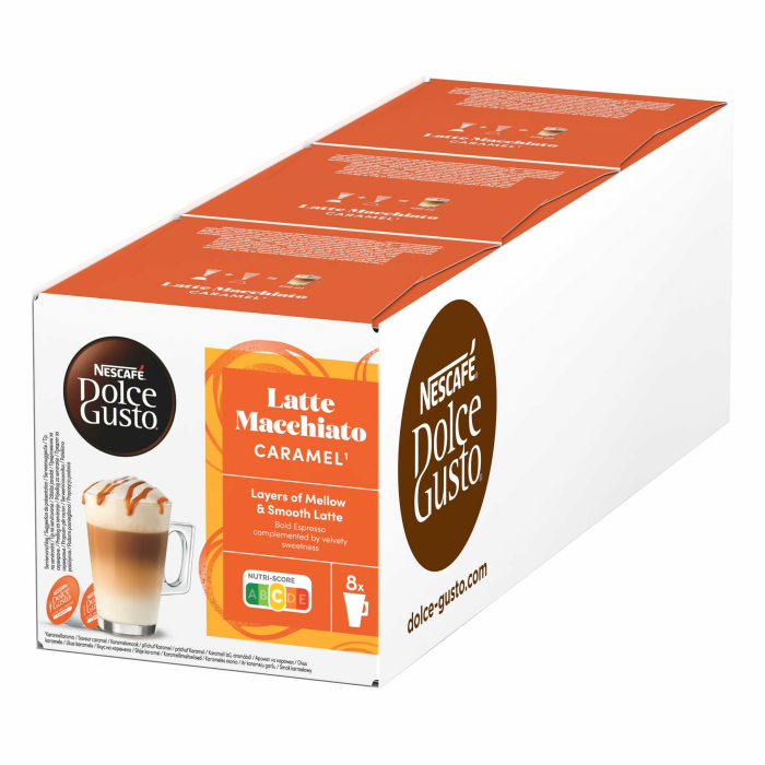 NESCAFÉ DOLCE GUSTO Latte Macchiato Caramel Kaffeekapseln 3er Pack (3 x 16 Kapseln) Chocolate, Caramel 145.6 g (3er Pack) Angebot bei HelloDeals