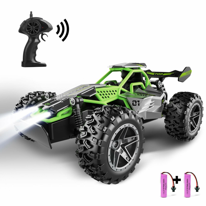 Ferngesteuertes Auto ab 3 4 5 6 7 8+ Jahre,2.4Ghz RC Auto Spielzeug mit LED Blinken,Alloy Gehäuse,15+KM/H Rennauto Ferngesteuert,2WD RC Car Crawler Geschenke für Junge Mädchen Kinder,Grau Grau/Grün Angebot bei HelloDeals