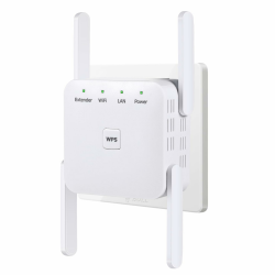 WLAN-Extender-Signalverstärker für bis zu 6.000 m² und 60 Geräte, WLAN Verstärker mit großer Reichweite und Ethernet-Anschluss, Zugangspunkt, 1-Tasten-Einrichtung Angebot bei HelloDeals