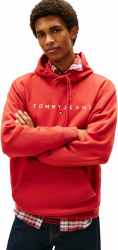 Tommy Jeans Herren Hoodie Linear Logo mit Kapuze S Red (Terracotta Red) Angebot bei HelloDeals