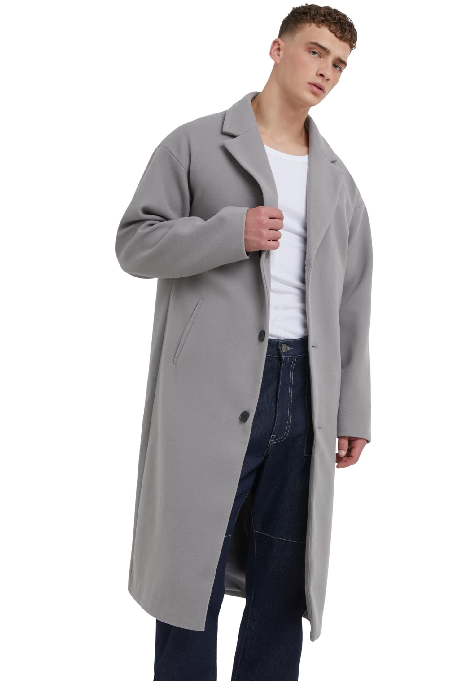 Urban Classics Herren Long Coat XXL wolfgrey Angebot bei HelloDeals