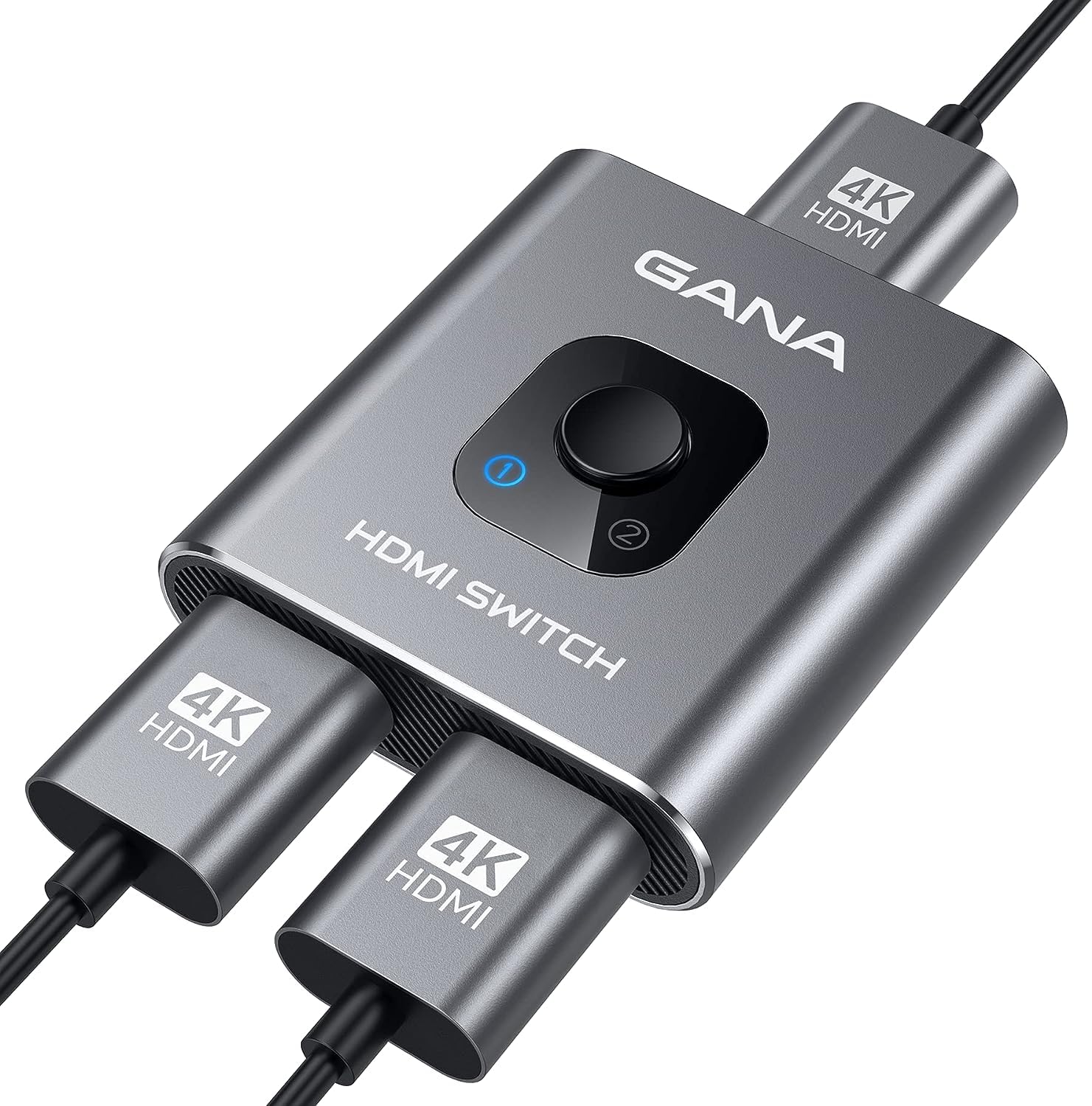 GANA HDMI-Splitter 4 K, 2 in 1 oder 1 Eingang, 2 Ausgänge aus Aluminium, für TV, PC, Laptop, DVD, PS4, PS3, Xbox 360, Xbox One, TV Stick, Spielbox, Player Gray Angebot bei HelloDeals