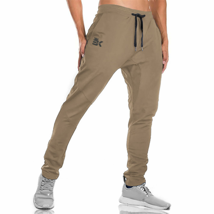 BROKIG Gym Jogginghose Sporthose Herren Lang mit Doppeltasche, Baumwolle Trainingshose Herren Fitness Slim Fit Hose XXL Khaki Angebot bei HelloDeals