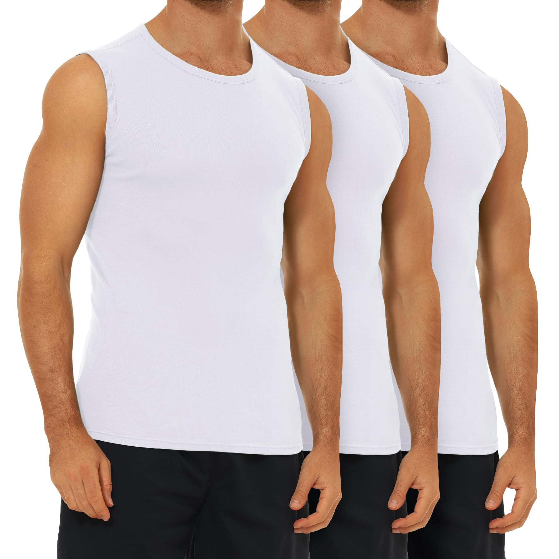 FALARY 3er Pack Unterhemd Herren gekämmte Baumwolle Tank Top Herren Unterhemden Mehrfarbig 5XL 3x Weiß Angebot bei HelloDeals
