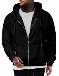 JMIERR Hoodie Herren Baumwolle Einfarbig mit Reißverschluss Pullover Langarm Sweatjacke Männer Kapuzenpullover Sweatshirt Warm mit Taschen A1 Schwarz M Angebot bei HelloDeals