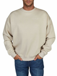 DENIMFY Pullover Herren Oversize Fit mit Druck DFKeno Sweatshirt Rundhalsausschnitt Langarm Einfarbig Weiß Schwarz Beige Grün Grau S M L XL XXL 3XL 4XL 5XL M Beige-ash Beige Angebot bei HelloDeals