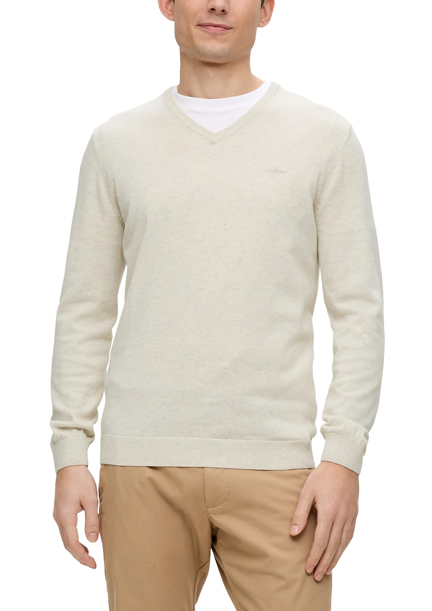 s.Oliver Herren 2143174 Pullover V-Neck (1er Pack) XL 03w0_wollweiß Angebot bei HelloDeals