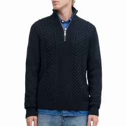 JACK & JONES Male Sweatshirt mit halbem Reißverschluss Einfarbig Sweatshirt mit halbem Reißverschluss XL Sky Captain Angebot bei HelloDeals