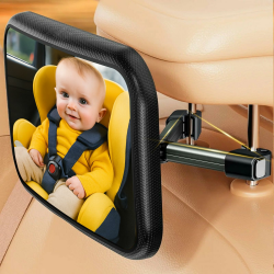 Spiegel Auto Baby Rückbank mit Hakenclip, 360° Drehbar, 100% Bruchsicher, Verstellbarer Rücksitzspiegel für Babys & Kinder, Klare Sicht, Einfache Montage, Autospiegel Zubehör Angebot bei HelloDeals