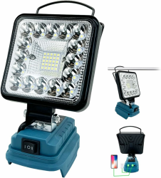 Akku Lampe für Makita 18V Akku, 48W 4800LM Led Arbeitsleuchte, Strahler Tragbares Flutlichter Baustellen Lampe,mit 2 USB für Camping, Autoreparaturen, Notfall Ersatz für Makita DML816（Ohne Akku） 41 LED für Makita Angebot bei HelloDeals