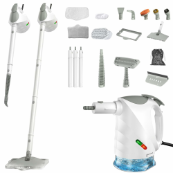 Dampfreiniger, 10-in-1 Handdampfreiniger, 15S Schnelle Aufheizung Dampfwischer, 450 ml Druck-Mehrzweckdampfreiniger, 1500 W, chemikalienfreier für den Heimgebrauch, Reinigung von Böden, Fliesen, Fenst Weiß Angebot bei HelloDeals