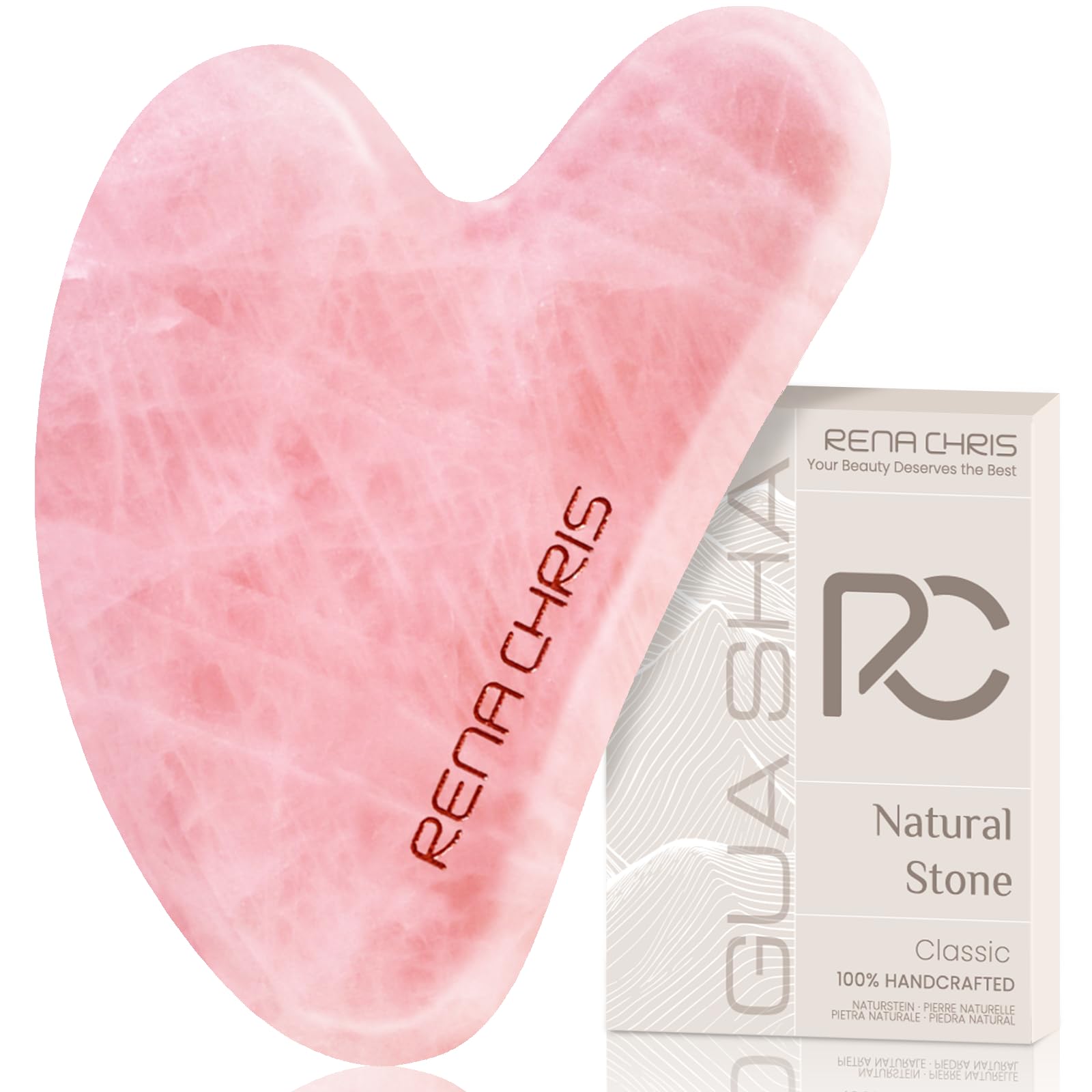 Rena Chris Rosenquarz Gua Sha - Gesicht Gua Sha Stein Für SPA, Akupunktur Therapie & Triggerpunkt Behandlung - Hautpflege Für Frauen & Männer (Rosa) Angebot bei HelloDeals