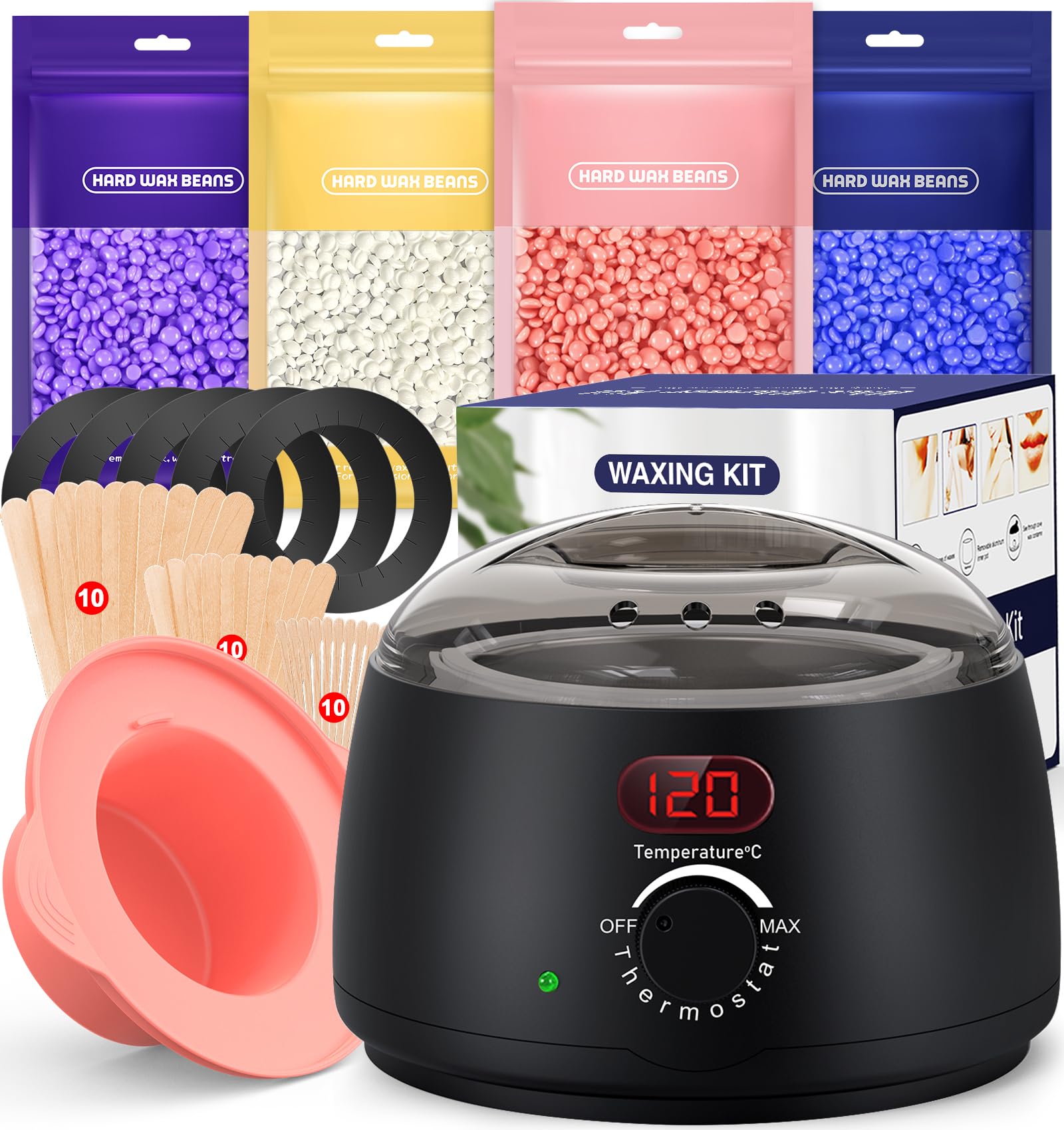 Waxing Set Wachs Haarentfernung Gesicht Körper: Wax Maschine Wachswärmer mit Silikon-Schale, 400g Wax zur haarentfernung, Warmwachs haarentfernung set Angebot bei HelloDeals