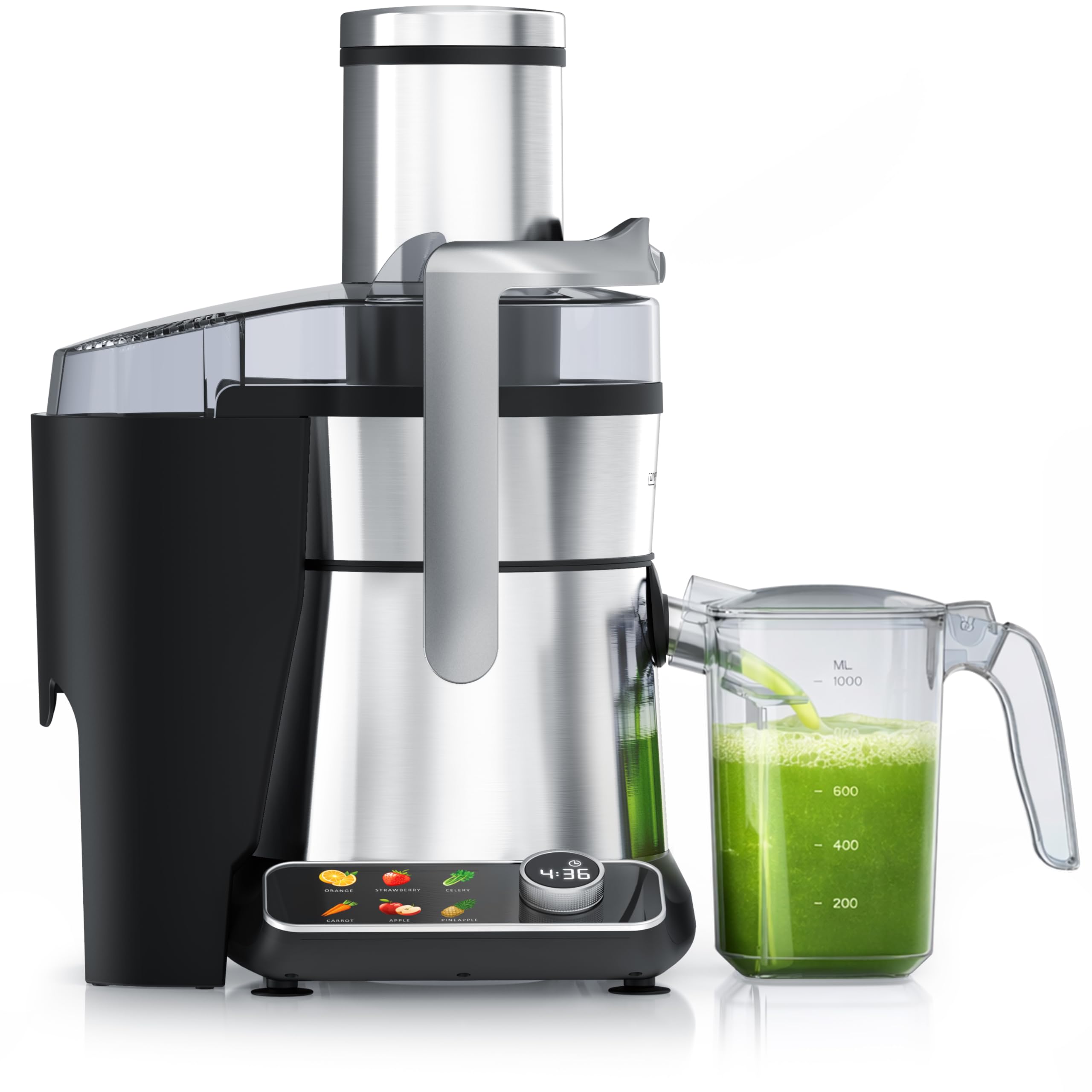 Arendo - Entsafter digital mit Display - 1 Liter – 1000 Watt – XXL Einfüllschacht – LED Display - Farbsymbole – Tropfschutz – Pulsfunktion - für Gemüse und Obst - Sicherheitsverriegelung Angebot bei HelloDeals