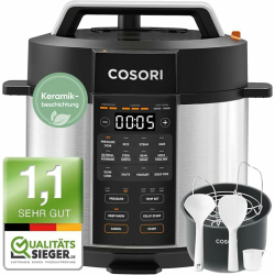 COSORI Schnellkochtopf, Keramikbeschichtung, 9-in-1, Multikocher mit 14 Funktionen, Pressure Cooker 5,7 L, Reiskocher, Dampfgarer, Joghurtbereiter, Slow cooker und Sous Vide, Rezeptbuch, Edelstahl Angebot bei HelloDeals