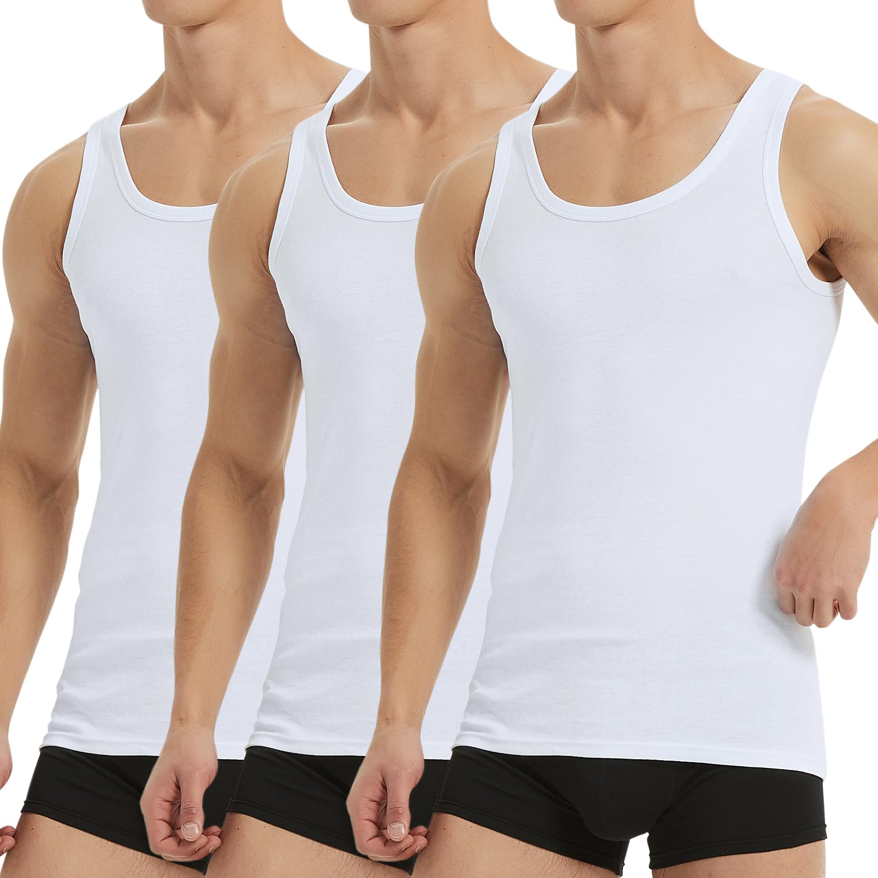 Unterhemd Herren Tank Top 3/5er Pack Baumwolle Feinripp ärmellos Muskelshirtst Männer Sportunterhemden S 3*weiß Angebot bei HelloDeals