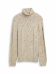 TOM TAILOR Herren Rollkragenpullover 3XL 39279 - Brown Offwhite Structure Angebot bei HelloDeals