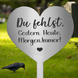 Photect Grabschmuck Wetterfest Grabstecker Metall Herz mit Spruch Du Fehlst. Gestern. Heute. Morgen. Immer! Urnengrab Deko Weihnachten Grabdekoration Wetterfest Herz zum Erinnerung Andenken Trauer Du fehlst, Gestern. Heute .Morgen.Immer! Angebot bei HelloDeals