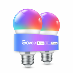Govee Smart Glühbirne E27, WLAN LED Lampe RGBWW kompatibel mit Matter, Alexa und Google Assistant, dimmbare mit 16 Millionen DIY-Farben, 800LM, 54 Szenen, Smart Home Alexa Zubehör, 2 Stück Angebot bei HelloDeals